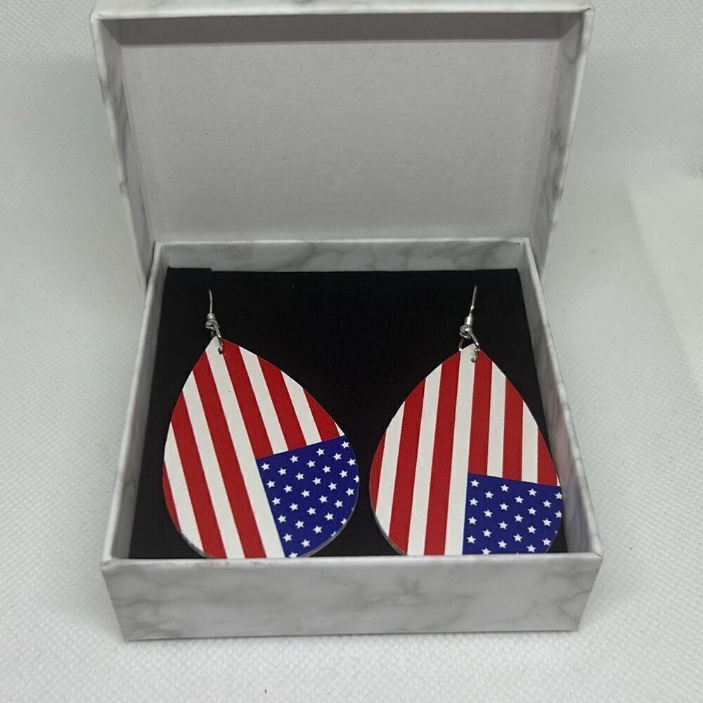 American Flags Pattern Waterdrop Earrings Decor Jewelry For Women Earrings